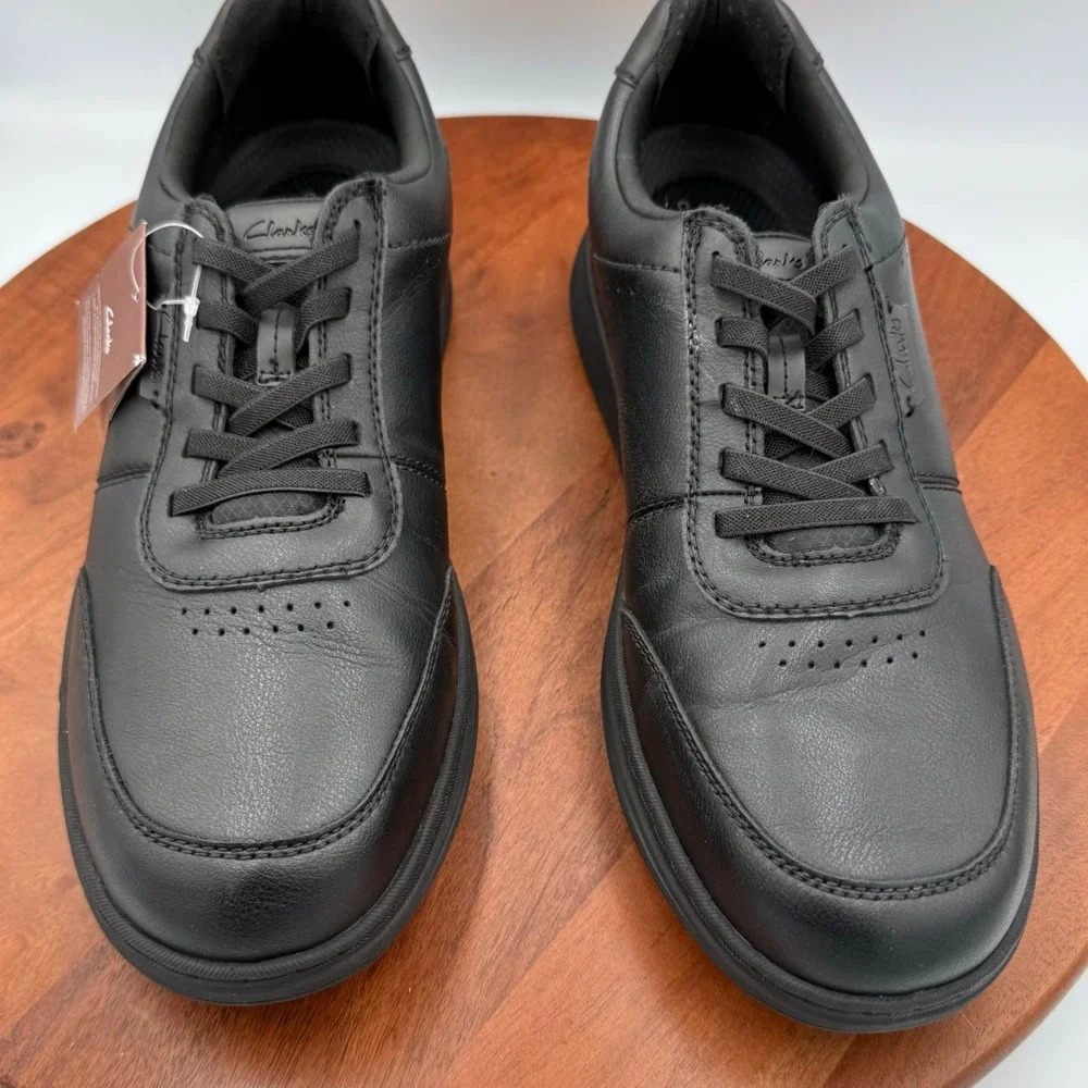 Clarks Craftwell Leather Sneakers‎ Black Mens 12 Wide Lace Oxfords 261847028110
